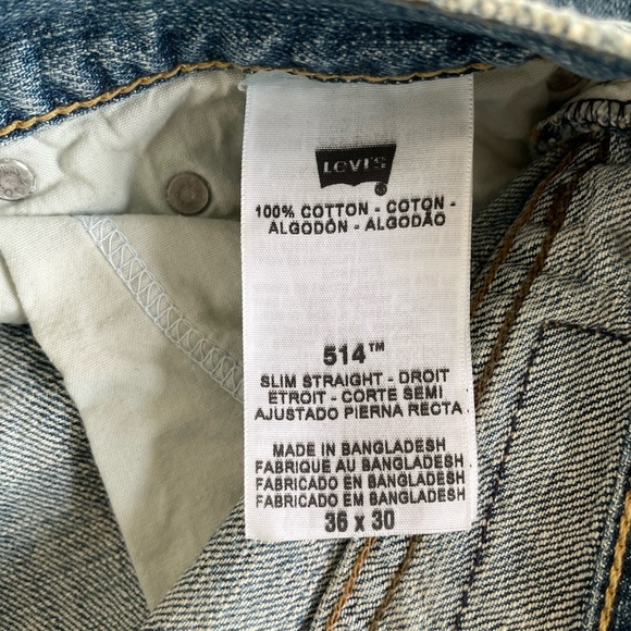 Levis 514 Mens Slim Straight Jeans BlueStretch Light Wash Denim 36 x 30 - Picture 6 of 8